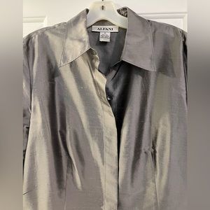 Silver 100% Silk Alfani Blouse . Size M